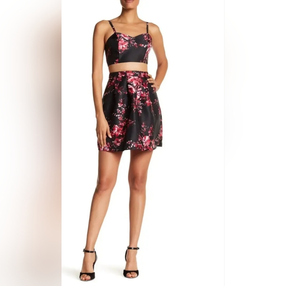 A. Byer Black and Pink Cut Out Mini Dress